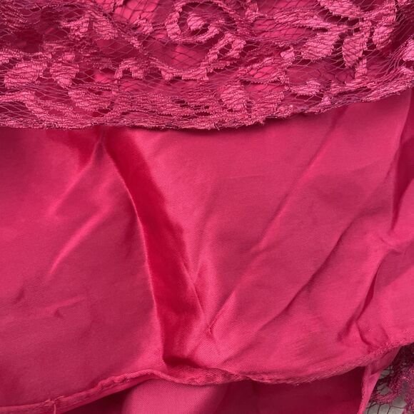 Vtg‎ Magenta 80s Prom Dress Formal JCPenney Bridesmaid Lace Puff Sleeve 9/10 - Picture 8 of 9